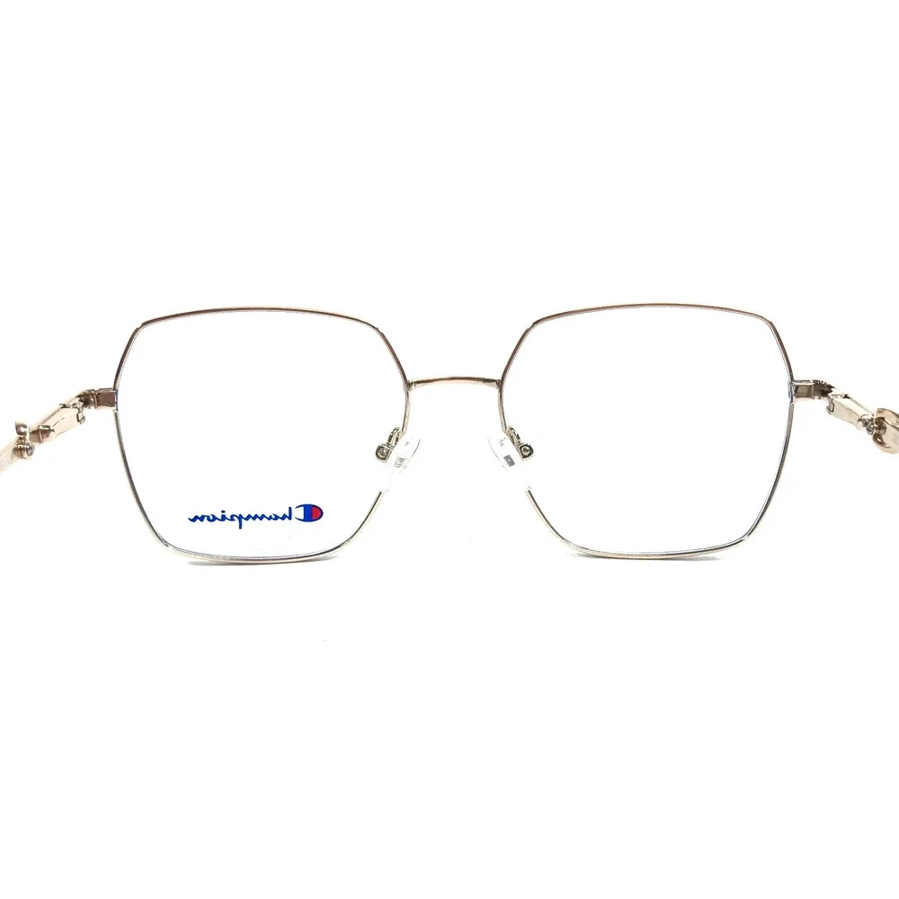 Champion Eyeglasses Frames MAI C02 Blue Silver Hexagonal Wire Rim 52-17-135